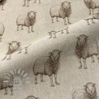 Dekorační látka Linenlook Pen Drawing Sheep digital print