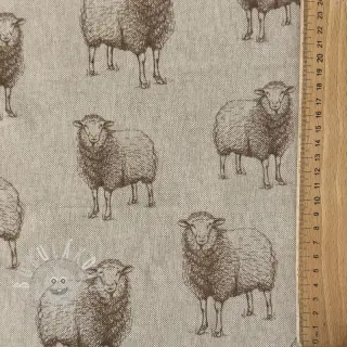 Dekorační látka Linenlook Pen Drawing Sheep digital print