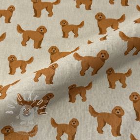 Dekorační látka Linenlook Labradoodle Dog Love digital print