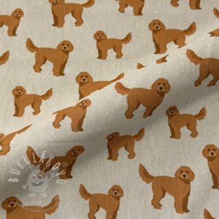 Dekorační látka Linenlook Labradoodle Dog Love digital print