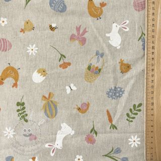 Dekorační látka Linenlook premium Easter Doodle Icon