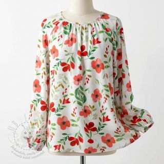 Viskóza RADIANCE Flowers Conie red digital print