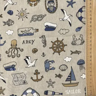 Dekorační látka Linenlook premium Nautical Doodle