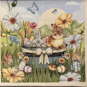 Dekorační látka GOBELIN PREMIUM Floral Easter Bunny PANEL