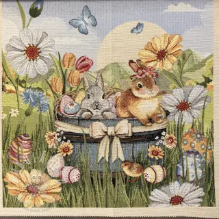 Dekorační látka GOBELIN PREMIUM Floral Easter Bunny PANEL
