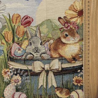 Dekorační látka GOBELIN PREMIUM Floral Easter Bunny PANEL