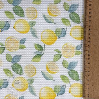 Bavlna s vaflovou vazbou Lemons digital print