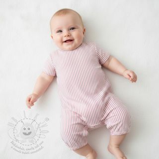 Dvojitá gázovina/mušelín YARN DYED Summer stripe rose