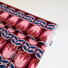 Viskóza ECOVERO Flowers Celia burgundy