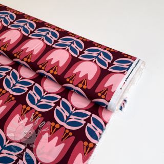 Viskóza ECOVERO Flowers Celia burgundy