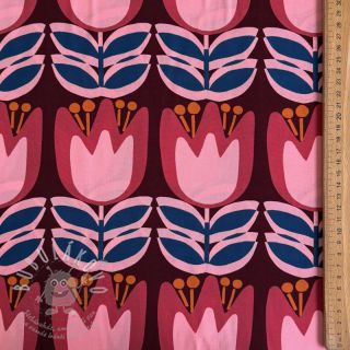 Viskóza ECOVERO Flowers Celia burgundy