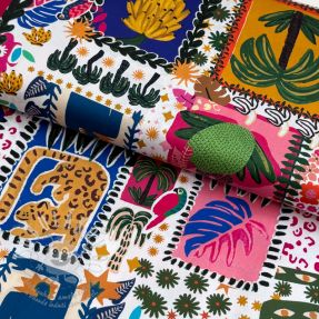 Bavlněná látka SATIN Summer patchwork digital print