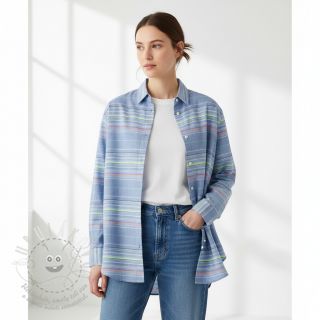 Bavlněná látka YARN DYED NEON Stripe summer