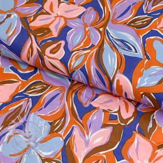 Bavlněná látka VISCOSE Flowers dark petrol