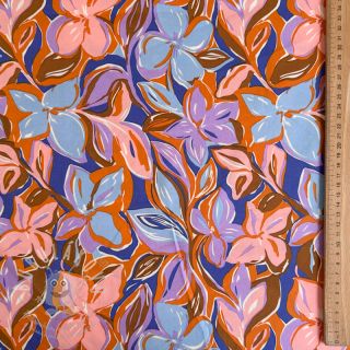 Bavlněná látka VISCOSE Flowers dark petrol