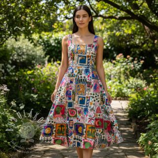 Bavlněná látka SATIN Summer patchwork digital print