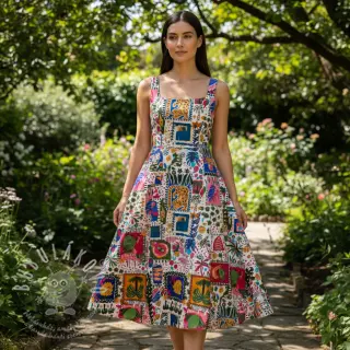 Bavlněná látka SATIN Summer patchwork digital print