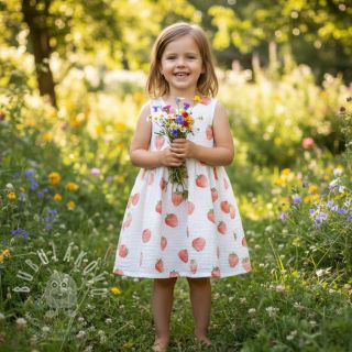 Dvojitá gázovina/mušelín Strawberries digital print