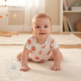 Dvojitá gázovina/mušelín Strawberries digital print