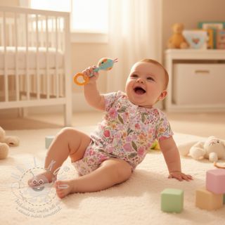 Dvojitá gázovina/mušelín Flowers pink dream digital print