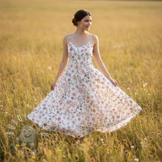 Dvojitá gázovina/mušelín Flowers Jana digital print