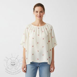 Dvojitá gázovina/mušelín EMBROIDERY Fruit peach SIMPLY NATURAL