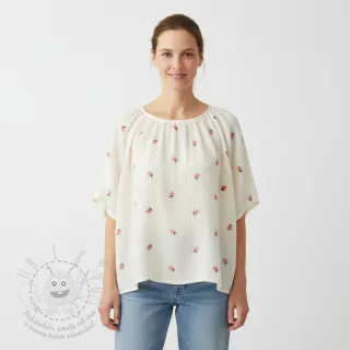 Dvojitá gázovina/mušelín EMBROIDERY Fruit peach SIMPLY NATURAL