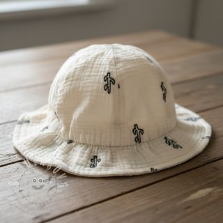 Dvojitá gázovina/mušelín EMBROIDERY Cactus natural