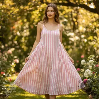 Dvojitá gázovina/mušelín YARN DYED Stripe in stripe pink