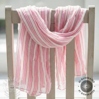 Dvojitá gázovina/mušelín YARN DYED Stripe in stripe pink