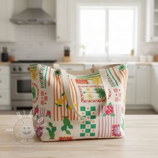 Dekorační látka Linenlook Pura Vida Patch digital print