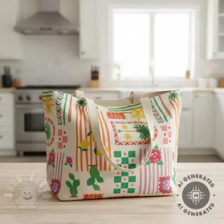Dekorační látka Linenlook Pura Vida Patch digital print