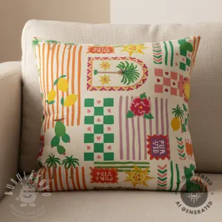 Dekorační látka Linenlook Pura Vida Patch digital print