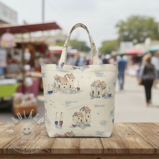 Dekorační látka Linenlook Seaside House View digital print