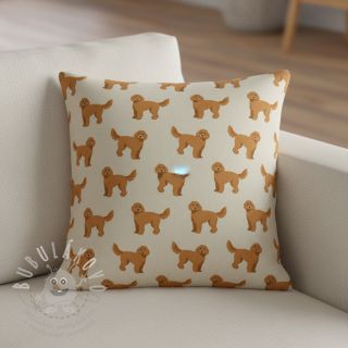 Dekorační látka Linenlook Labradoodle Dog Love digital print