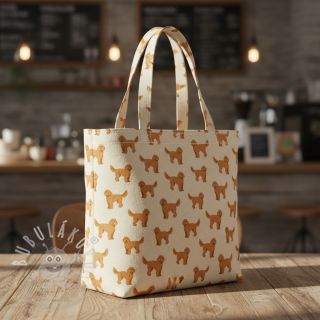 Dekorační látka Linenlook Labradoodle Dog Love digital print