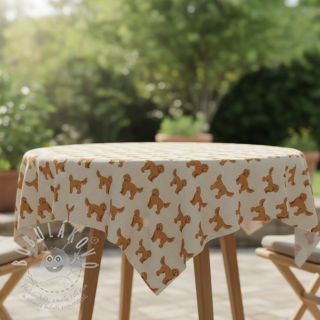 Dekorační látka Linenlook Labradoodle Dog Love digital print