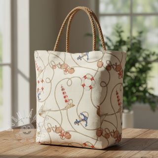 Dekorační látka Linenlook Maritime Rope Mix digital print