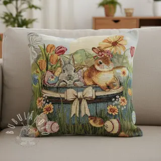 Dekorační látka GOBELIN PREMIUM Floral Easter Bunny PANEL