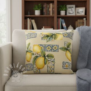 Dekorační látka GOBELIN premium Citrus Lemon Azulejos