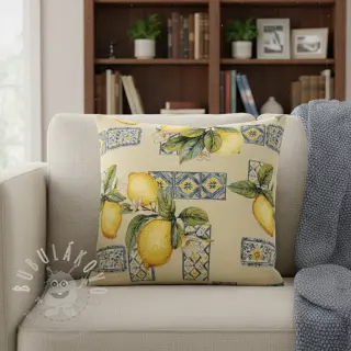 Dekorační látka GOBELIN premium Citrus Lemon Azulejos
