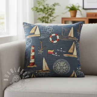 Dekorační látka GOBELIN premium Coast Lighthouse Sea