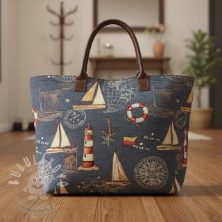 Dekorační látka GOBELIN premium Coast Lighthouse Sea