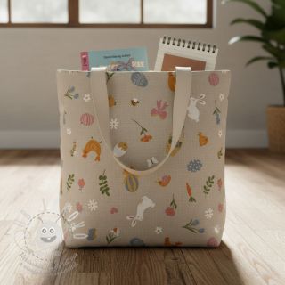 Dekorační látka Linenlook premium Easter Doodle Icon