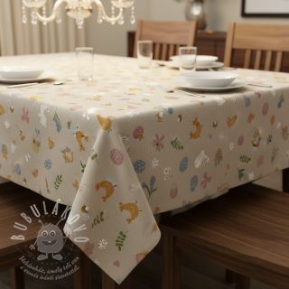 Dekorační látka Linenlook premium Easter Doodle Icon