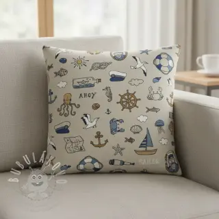 Dekorační látka Linenlook premium Nautical Doodle