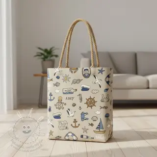 Dekorační látka Linenlook premium Nautical Doodle