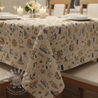 Dekorační látka Linenlook premium Nautical Doodle