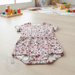 Úplet Flowers burgundy digital print ORGANIC