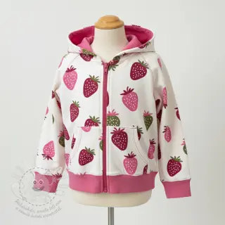 Teplákovina počesaná JOGGING Strawberries ecru